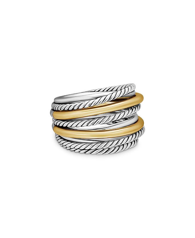 David Yurman Sterling Silver & 18K Yellow Gold Crossover Wide Ring, 6 Product Image