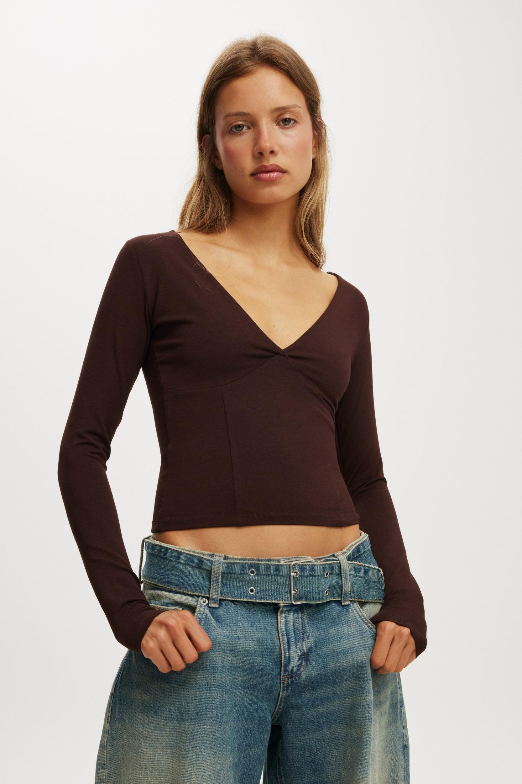 Zoey Cross Front V Neck Long Sleeve Product Image