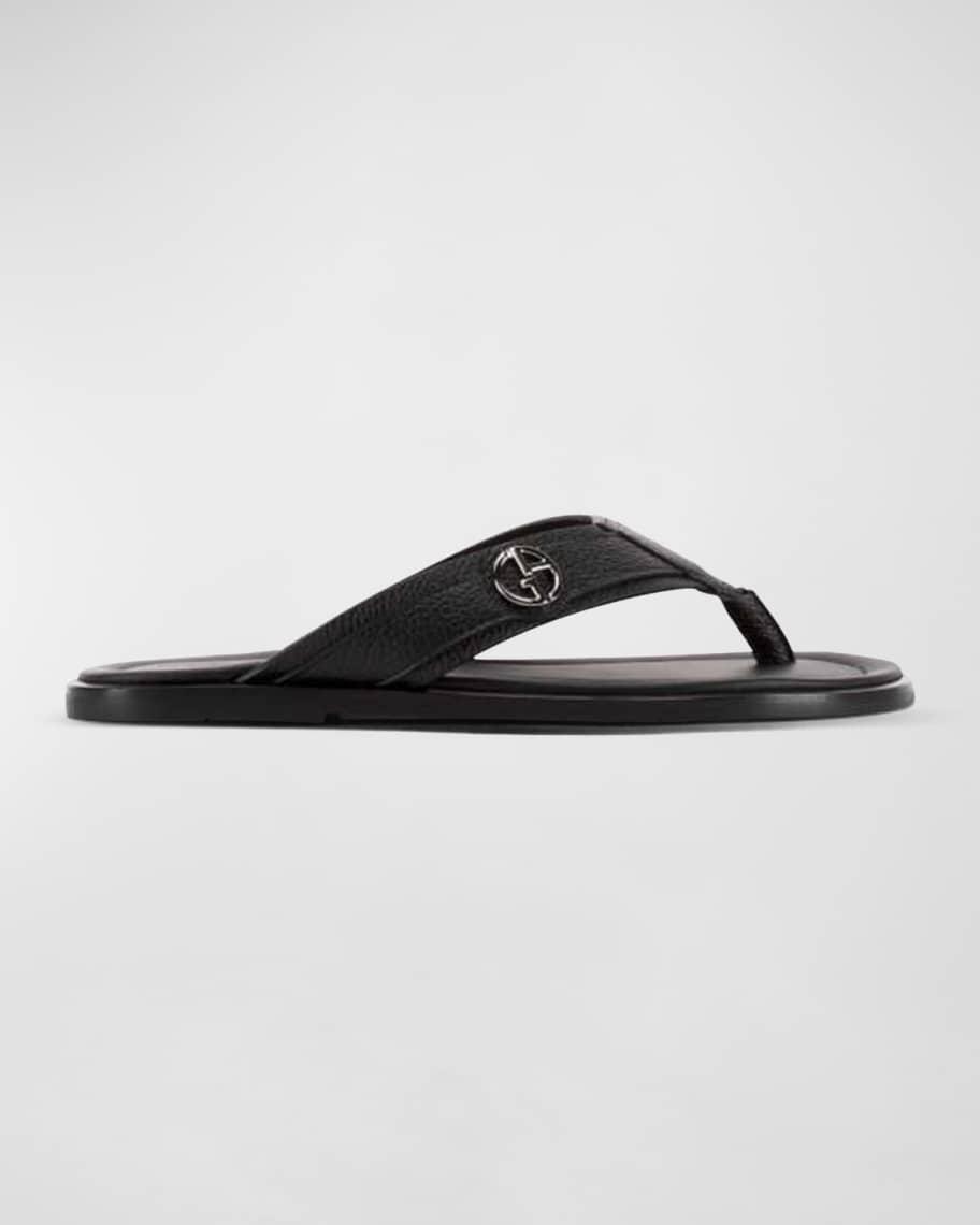 Mens Logo Leather Thong Sandals Product Image