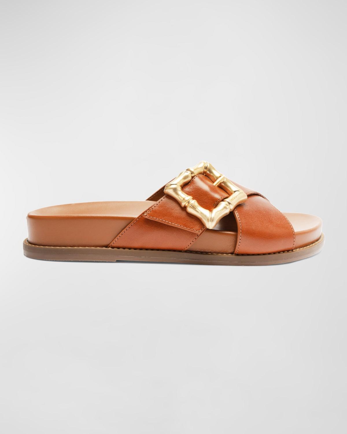 Enola Crisscross Buckle Leather Sandals Product Image
