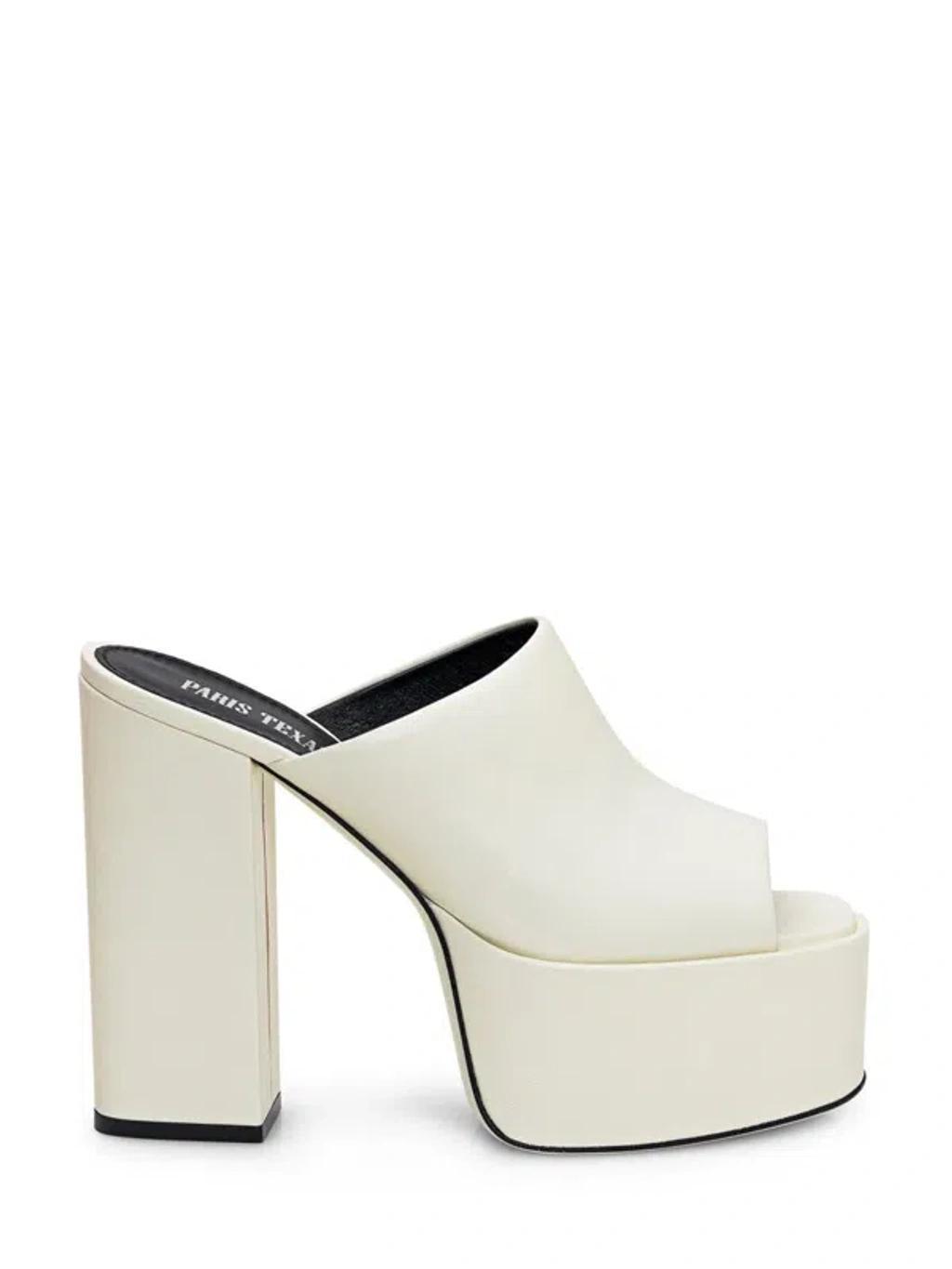 PARIS TEXAS Sasha Leather Platform Mules In White Product Image