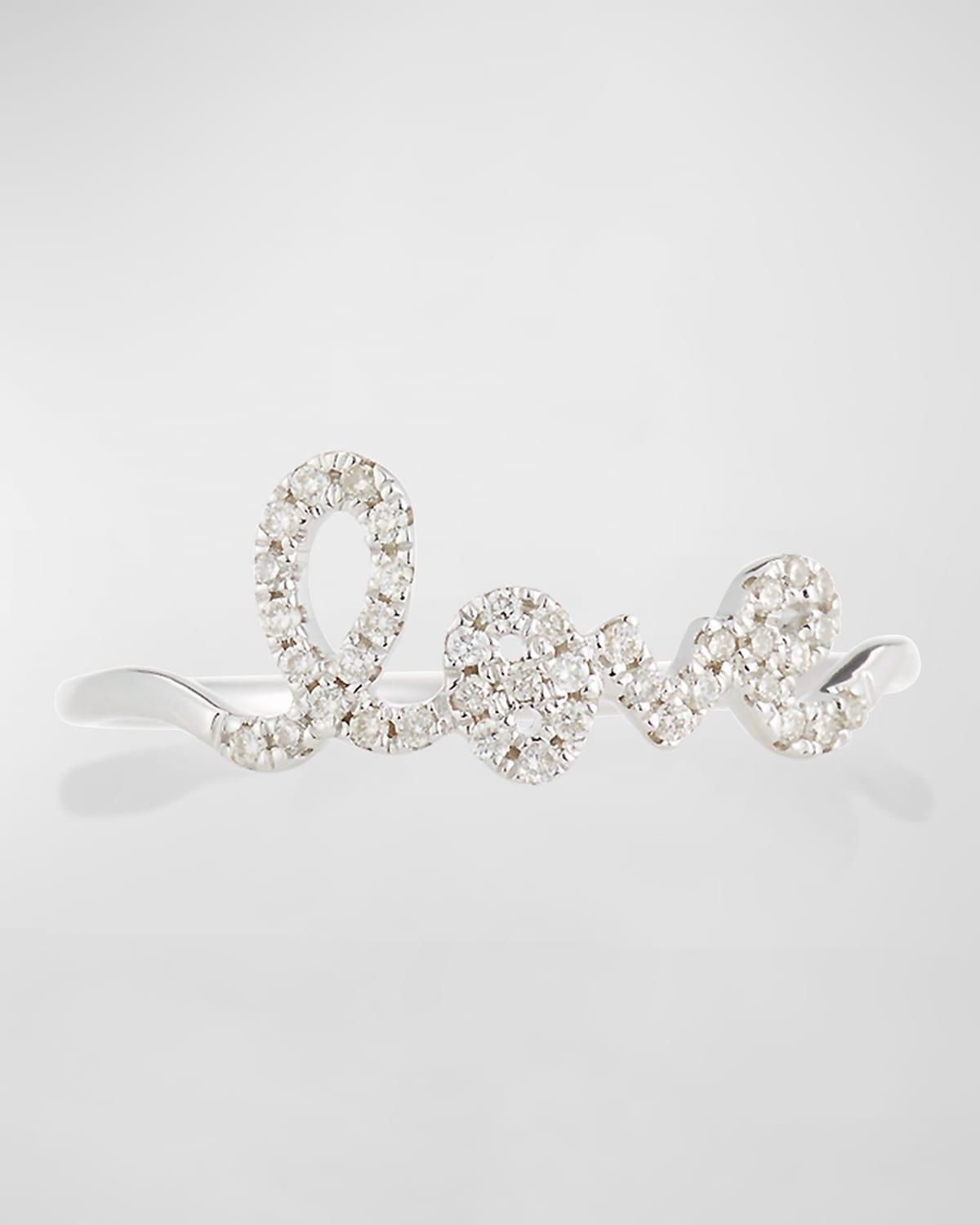 14k White Gold Diamond Love Script Ring, Size 6.5 Product Image