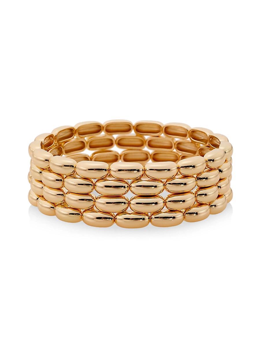 Womens Pillow 2-Piece Goldtone Stretch Bracelet Set Product Image