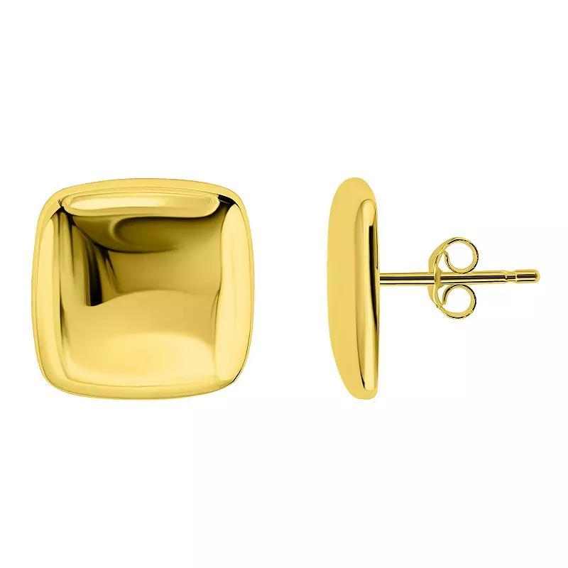 Aleure Precioso High Polished Square Button Post Earrings, Women's, Sterling Product Image