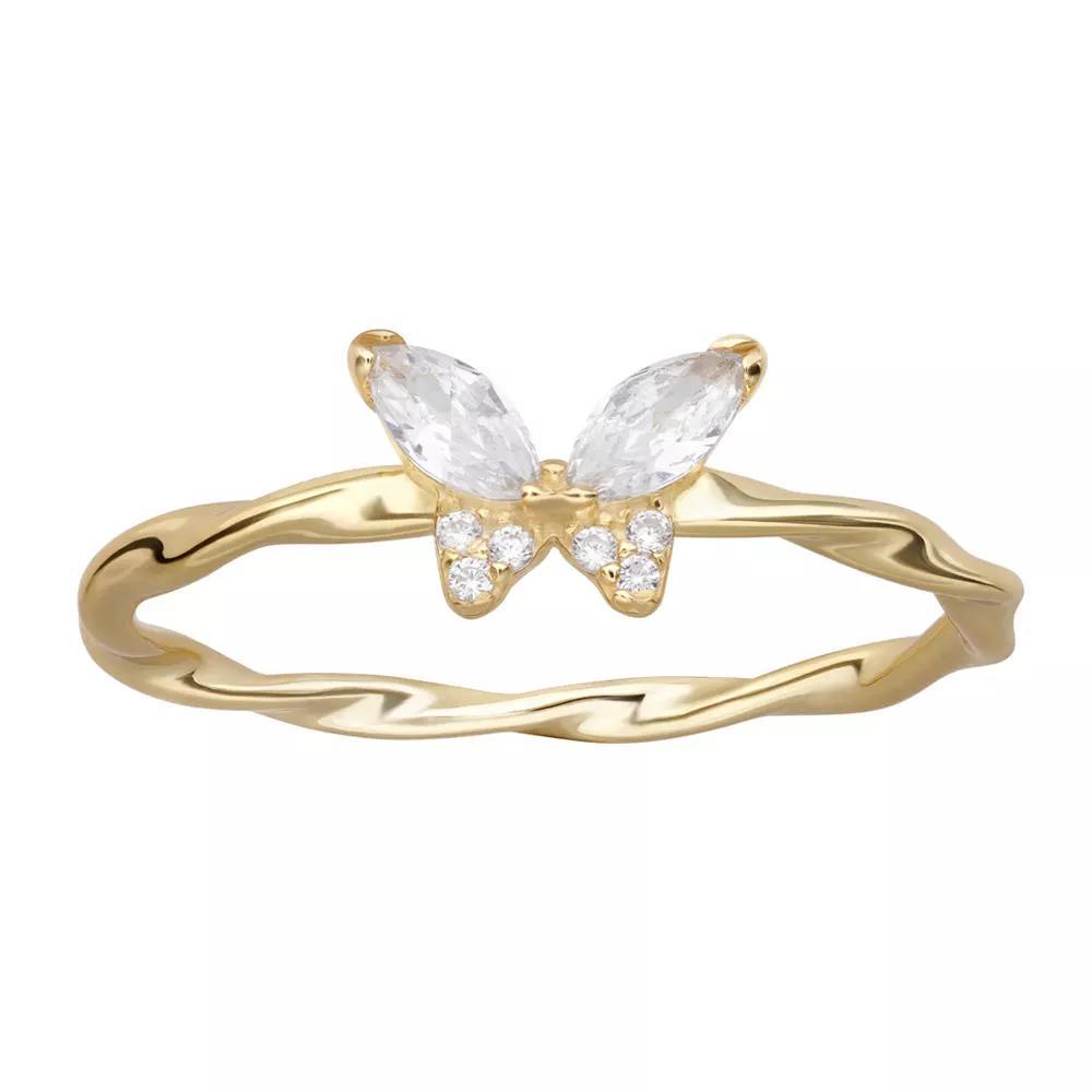 PRIMROSE Sterling Silver Cubic Zirconia Butterfly Ring, Women's, Size: 7, Gold Tone Sterling Product Image