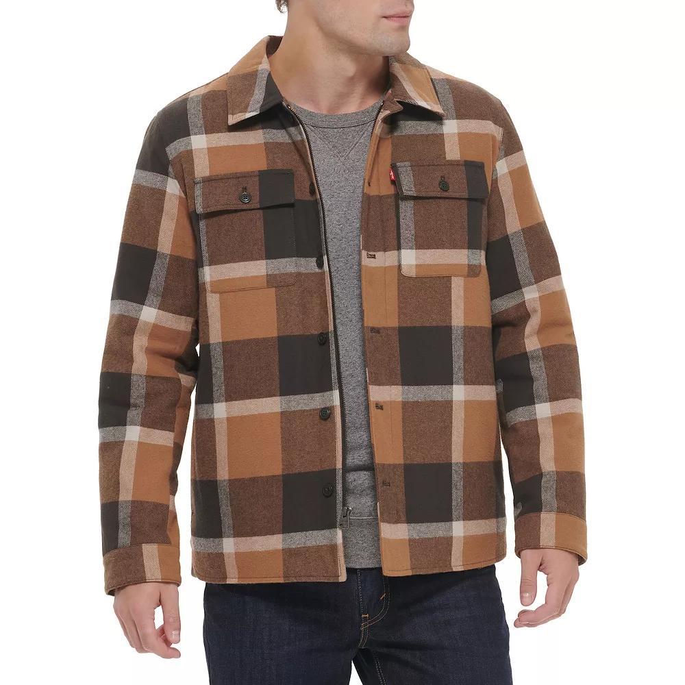 Mens Levis Quilted-Lined Shirt Jacket Bitter Brown Plaid Product Image