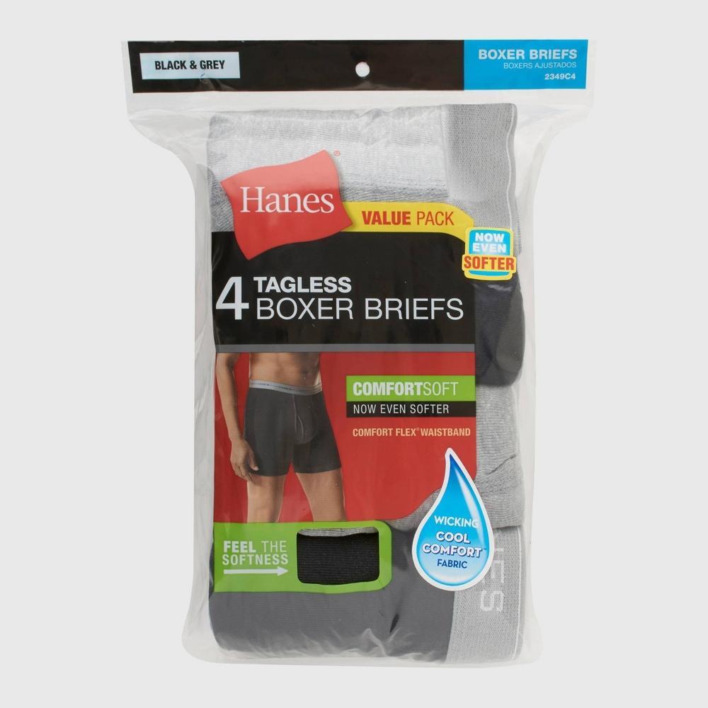 Hanes Men's Super Value Moisture-Wicking Cotton Boxer Briefs 10pk Gray L: Tagless, Breathable, Mid Rise Product Image