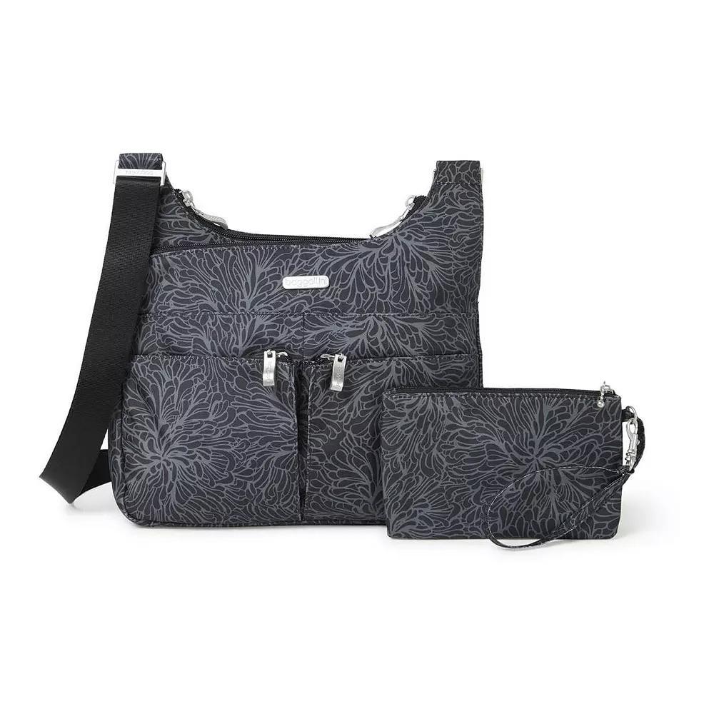 Womens Baggallini Cross Over Crossbody Bag with RFID Blocking Wristlet, Grey Product Image