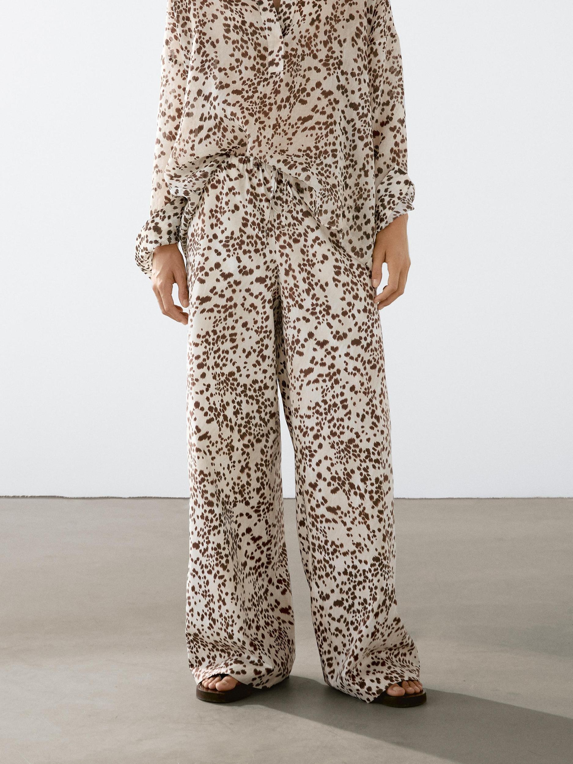 Animal print straight-leg trousers Product Image