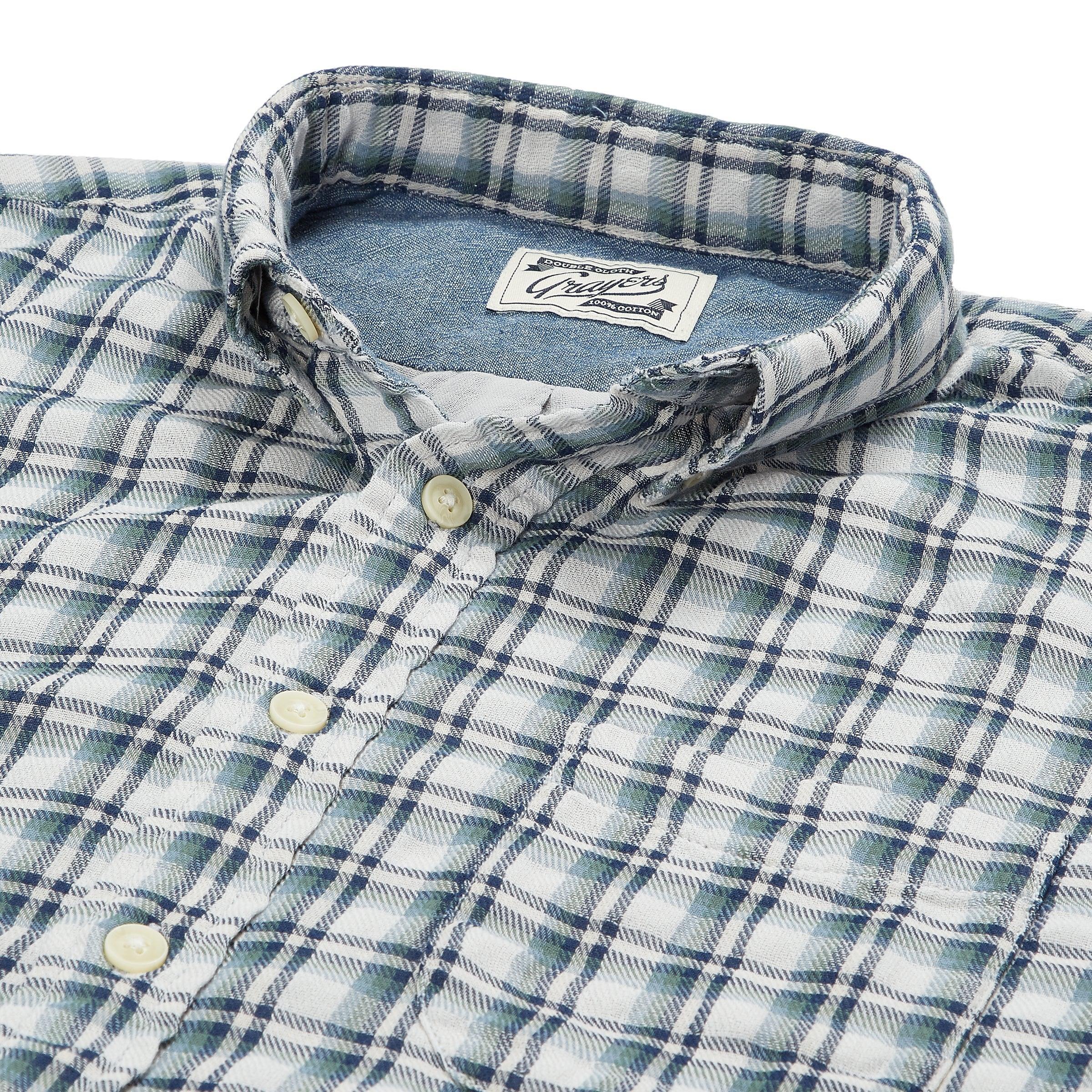 Boulder Double Cloth Shirt - Cream Green Navy (Final Sale)* Product Image