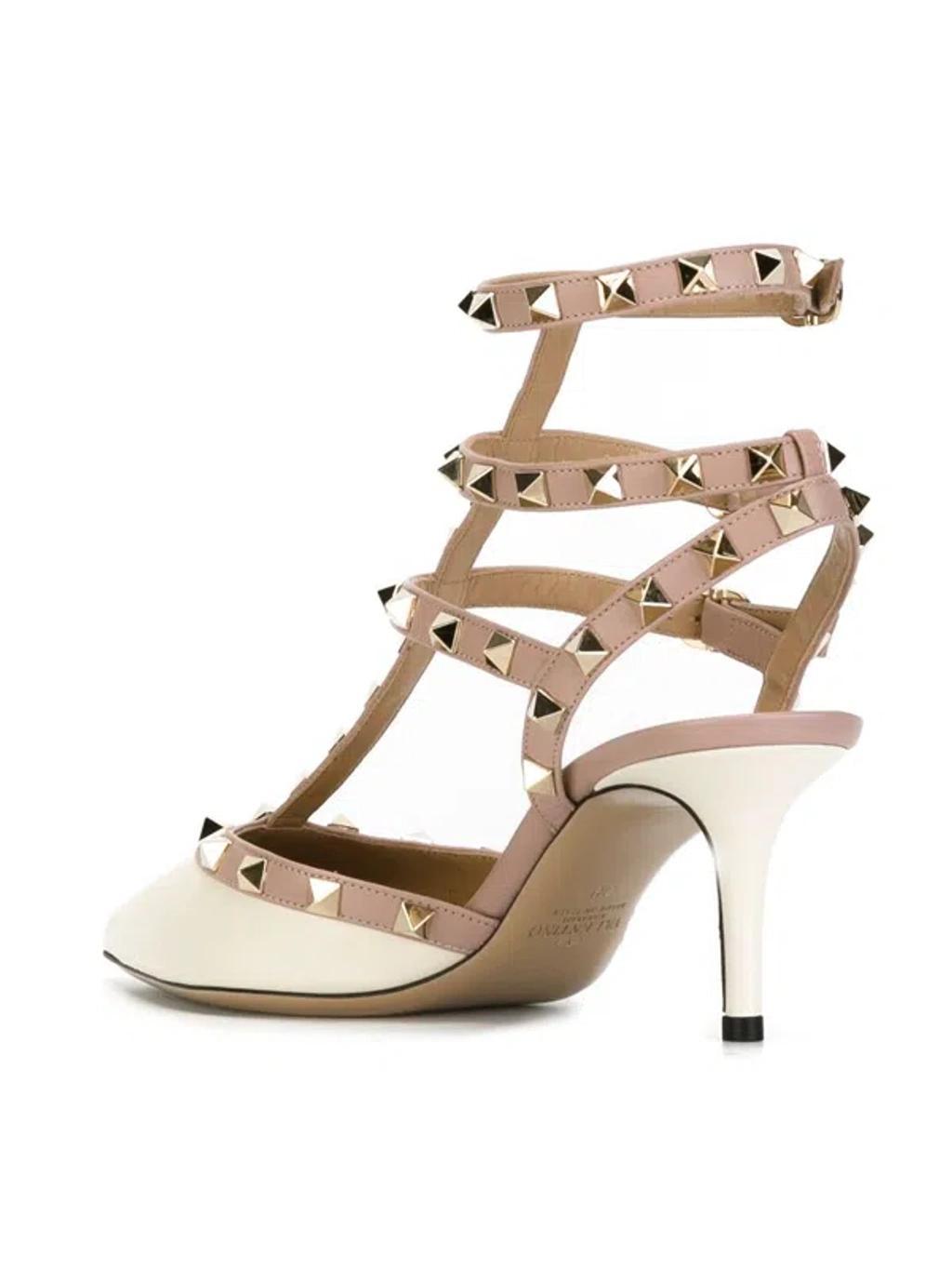 VALENTINO GARAVANI 65mm Rockstud Patent Leather Pumps In Ivory Product Image