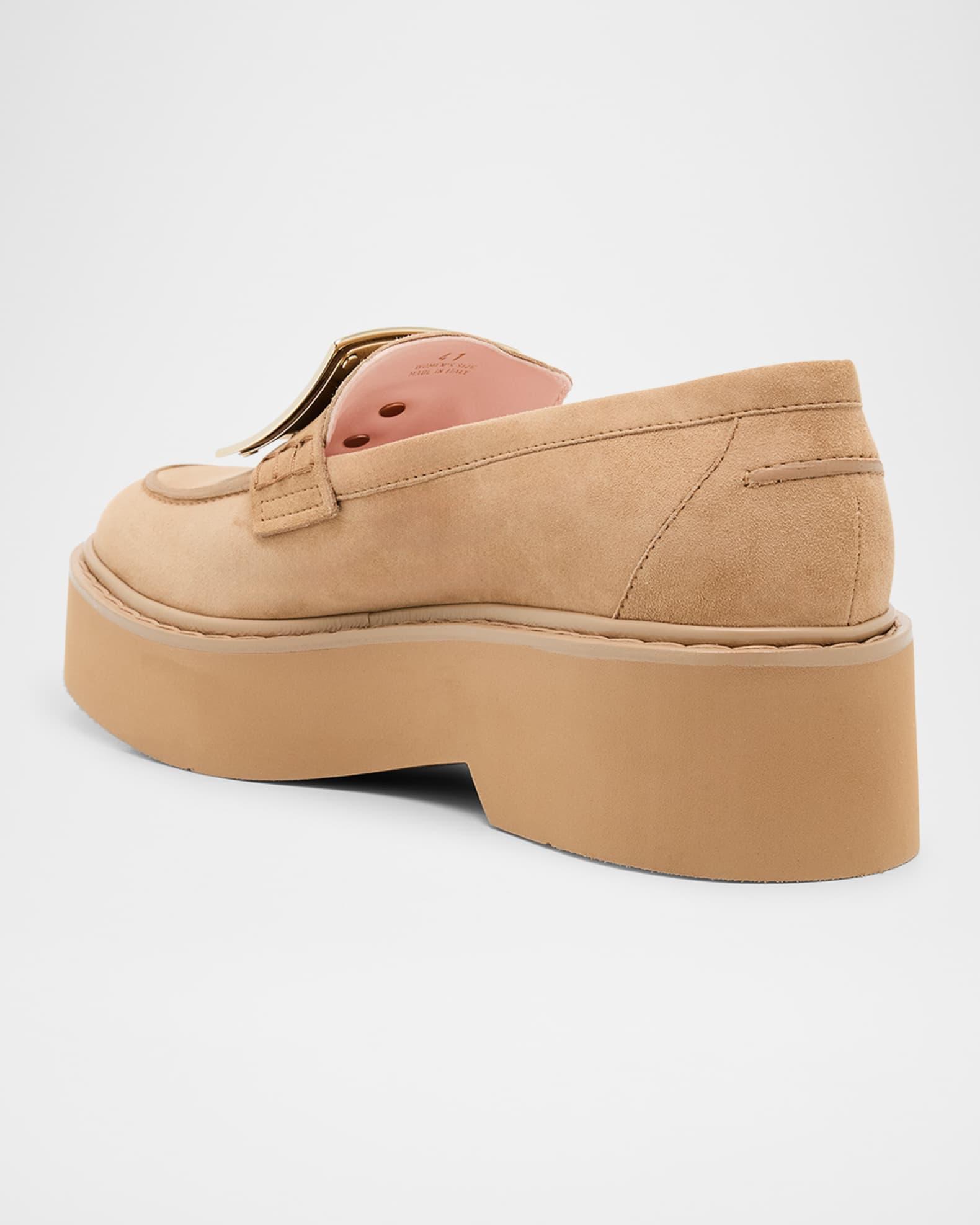 Viv Rangers Suede Metal-Buckle Loafers Product Image
