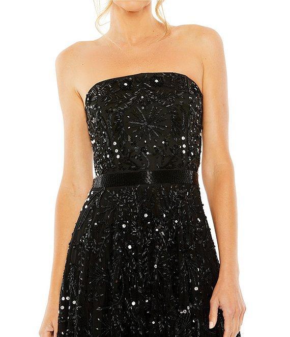Mac Duggal Strapless Embellished Mesh Tea Length Gown Product Image