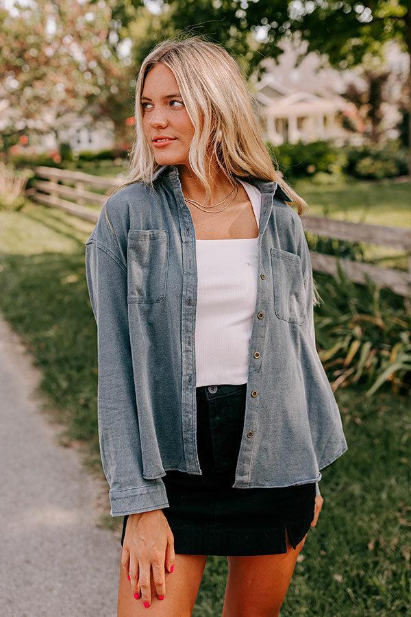 Casual Setting Chambray Button Up in Charcoal Product Image