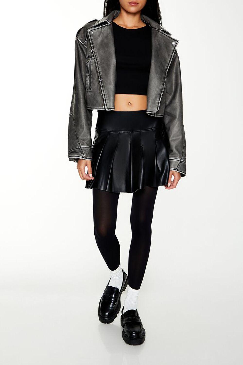 Faux Leather Cropped Moto Jacket | Forever 21 Product Image