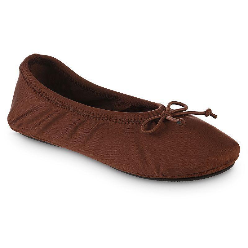 Isotoner Women's Sloan Nude Spandex Ballerina Slippers - Tobacco Brown M Product Image