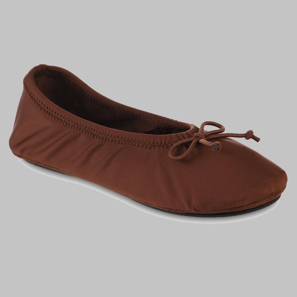 Isotoner Women's Sloan Nude Spandex Ballerina Slippers - Tobacco Brown M Product Image