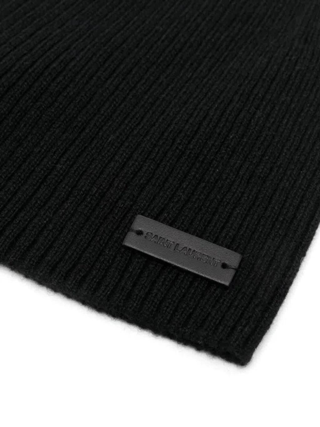 SAINT LAURENT Paris Men Berretto Senza Risvolto A Costine In Black Product Image