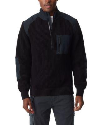 Bass Outdoor Mens Quarter-Zip Long Sleeve Pullover Patch Sweater Product Image