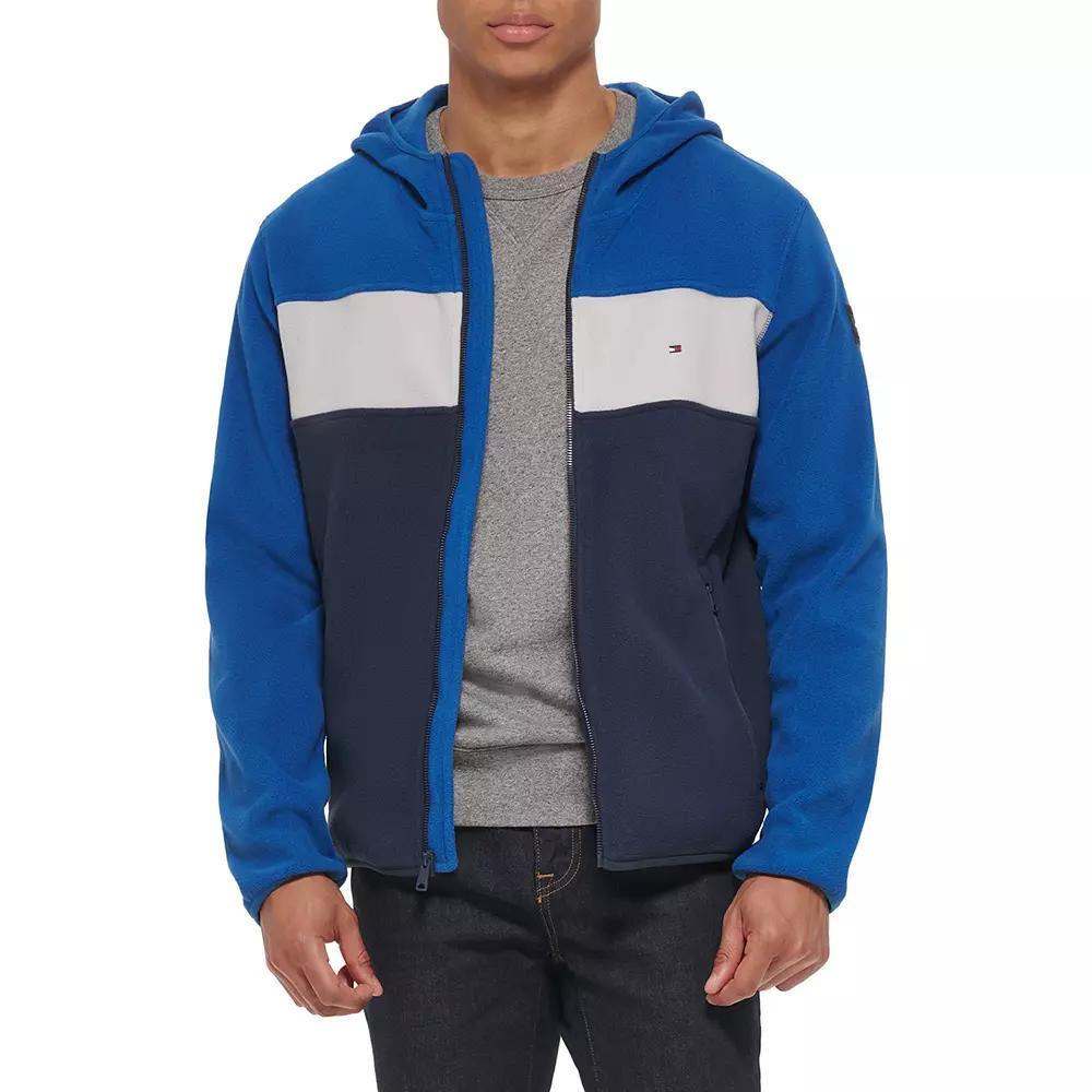 Men's Tommy Hilfiger Fleece Colorblock Hooded Jacket, Size: XS, Royal Blue Product Image