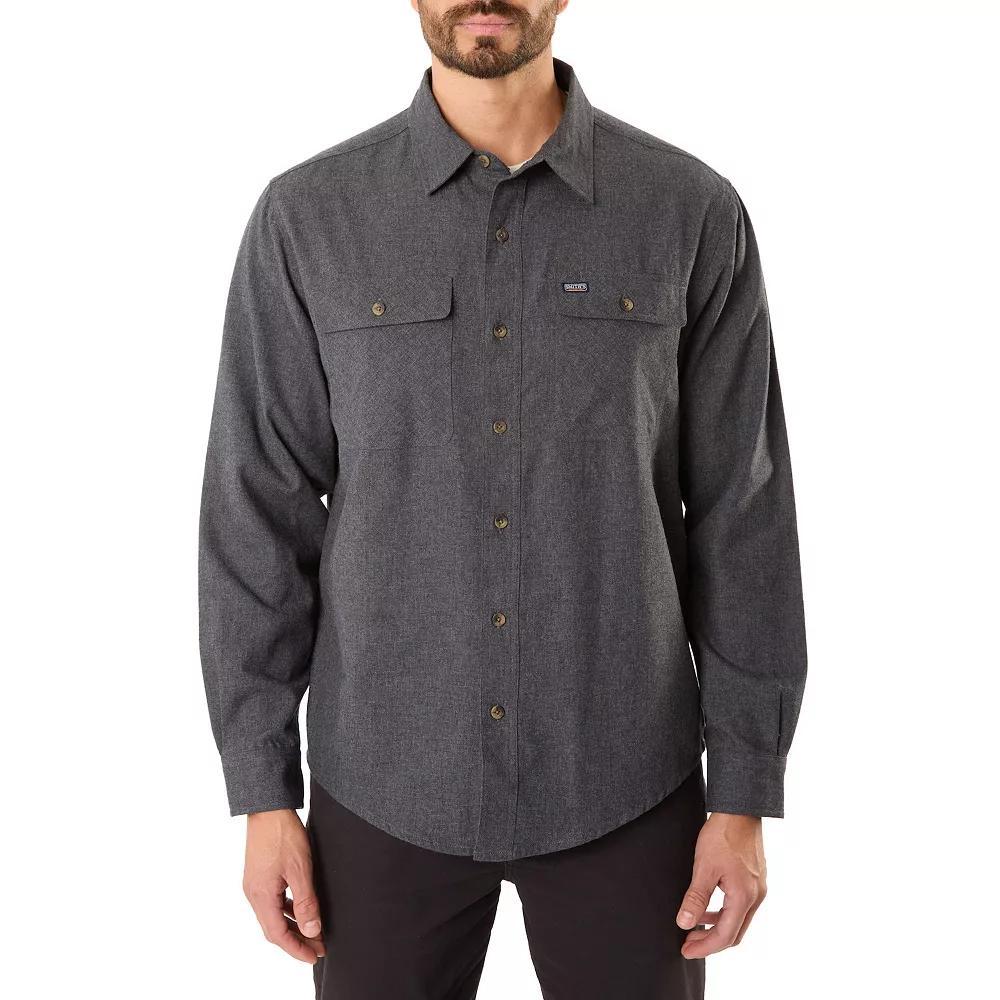 Men's Smith's Workwear Regular-Fit Solid Two-Pocket Flannel Button-Down Shirt, Size: Large, Grey Olive Product Image