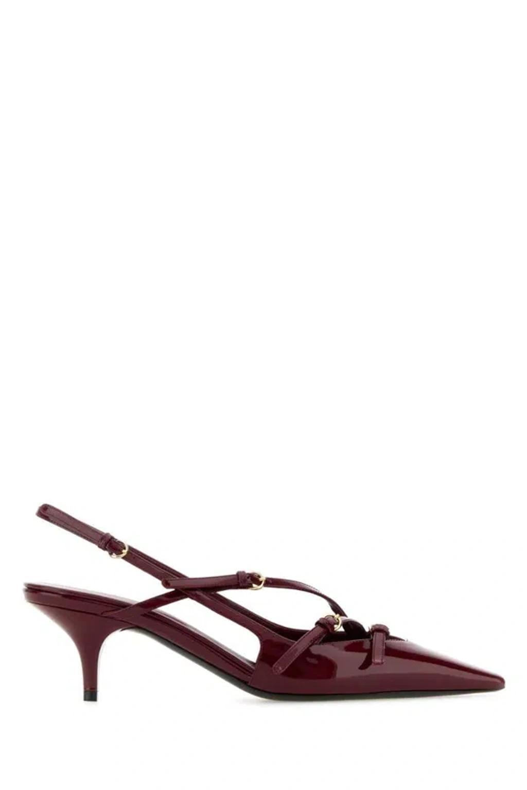 MIU MIU Slingback Deep Purple In Patent Leather With Buckles Women In Burgundy Product Image