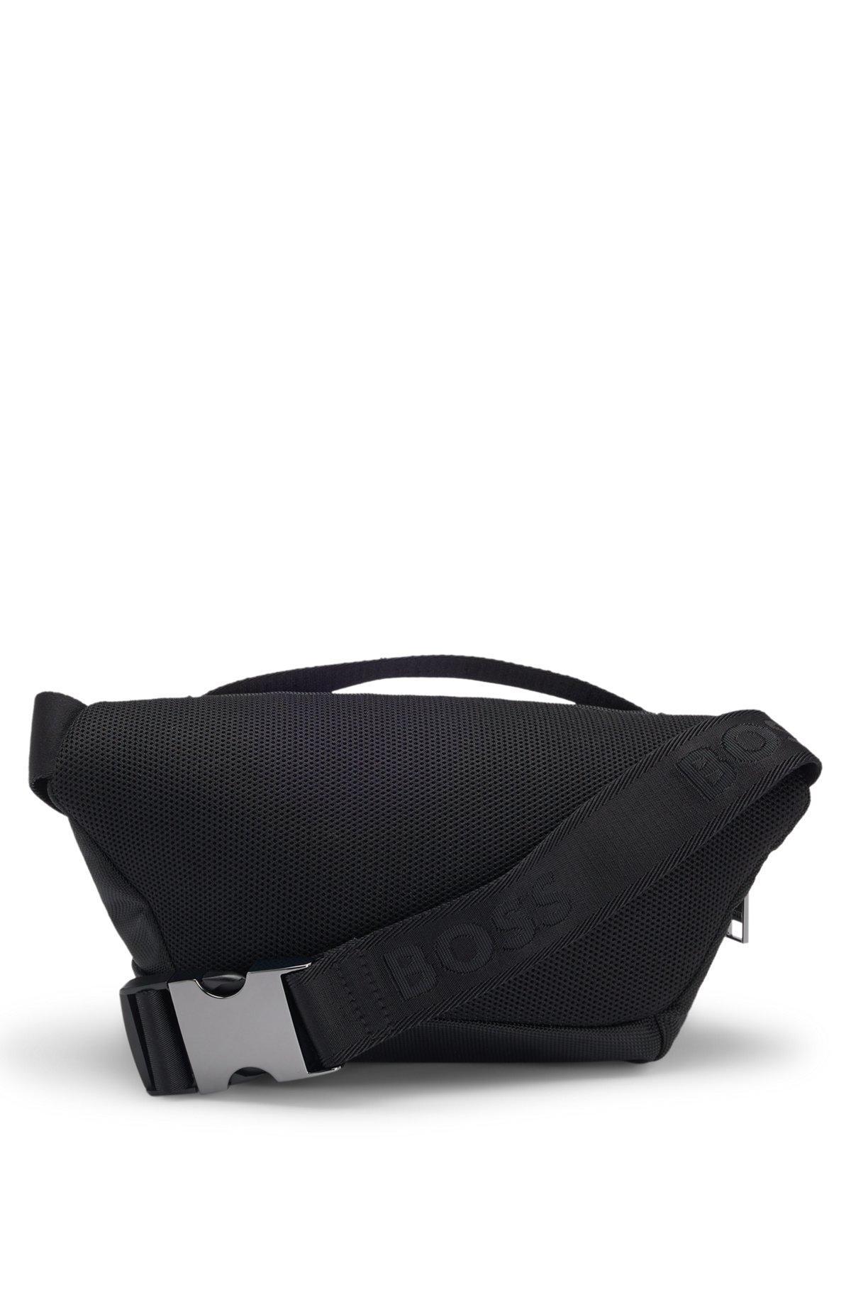 BOSS - Logo-embossed belt bag in structured fabric - Black Product Image