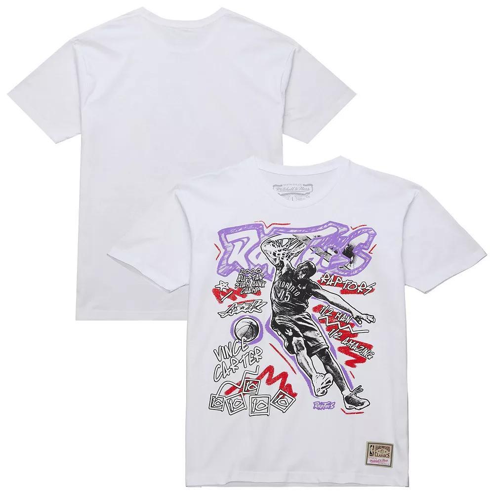 Men's Mitchell & Ness Vince Carter White Toronto Raptors Hardwood Classics Chalked Up T-Shirt, Size: Medium, Rpt White Product Image