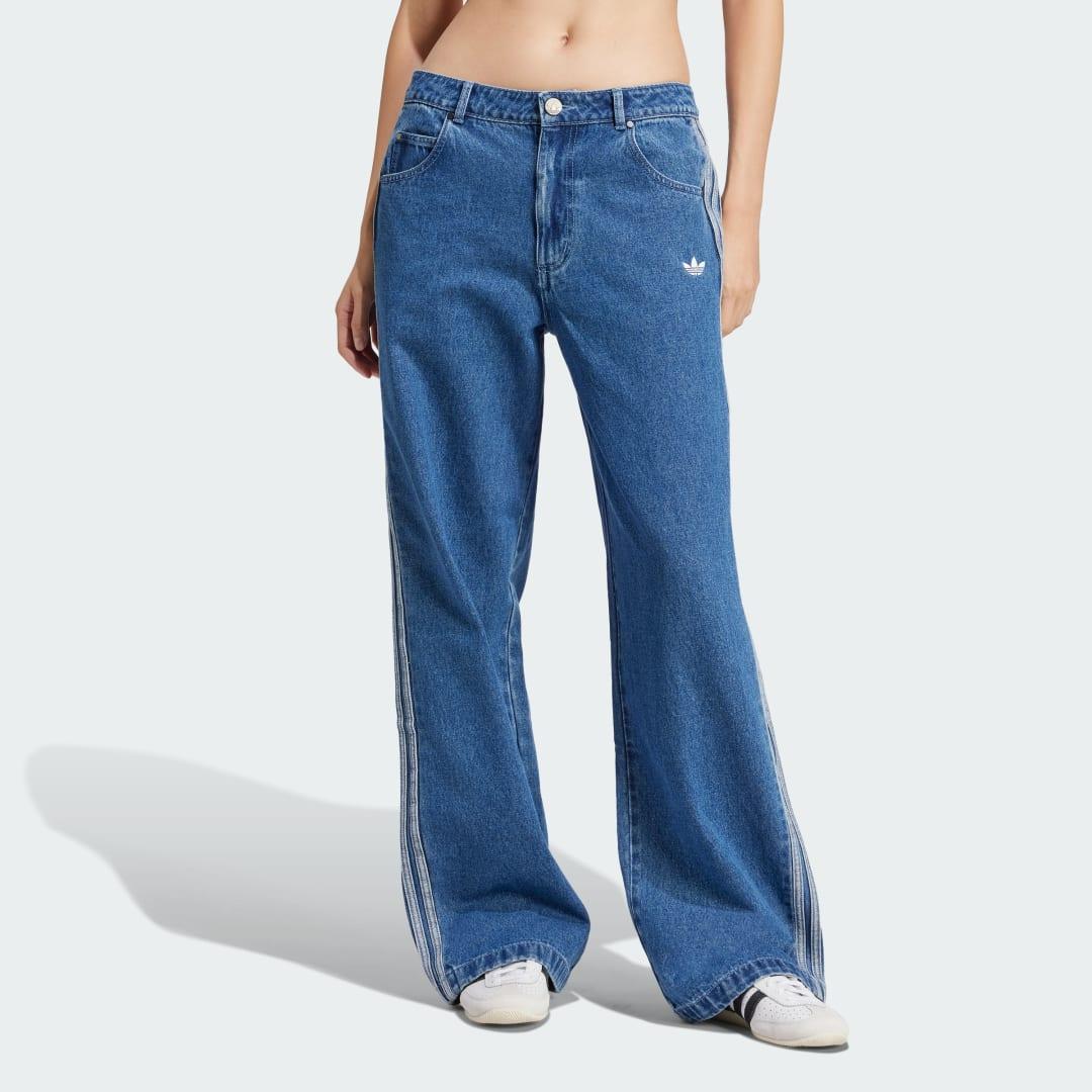 adidas Adicolor Denim 3-Stripes Track Pants Indigo Denim 27/34 Womens Product Image