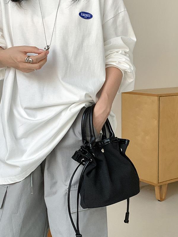 Drawstring Split-Joint Handbags Tote Bags Product Image