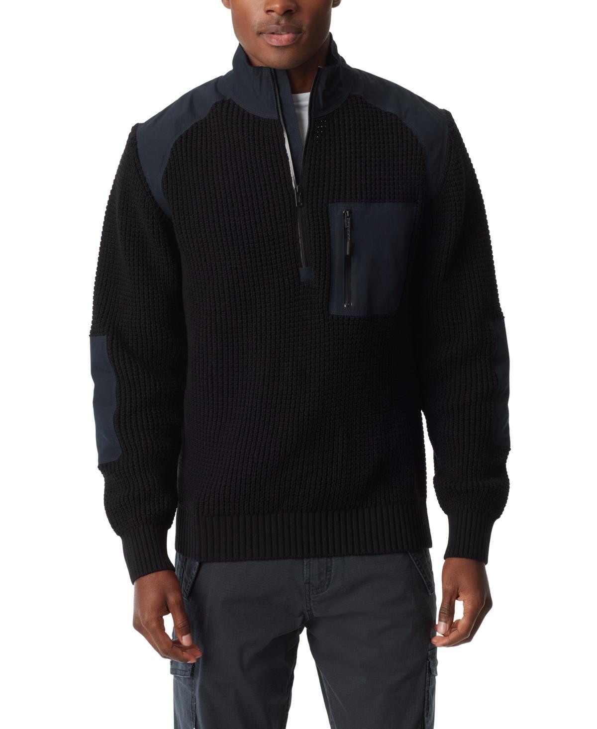 Bass Outdoor Mens Quarter-Zip Long Sleeve Pullover Patch Sweater Product Image