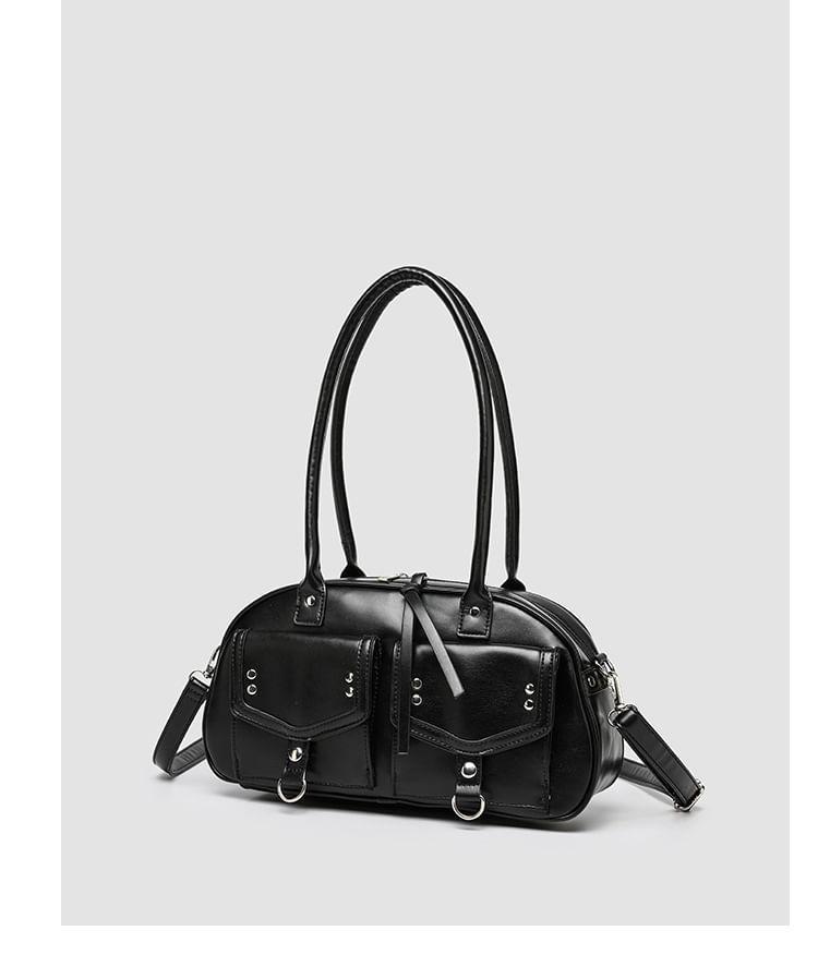 Faux Leather Buckled Pocketed Shoulder Bag Product Image