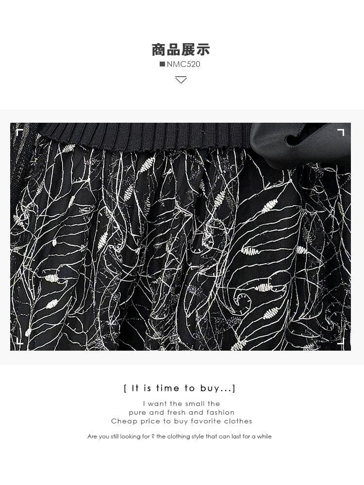Patchwork A-Line Dress with Sash Product Image