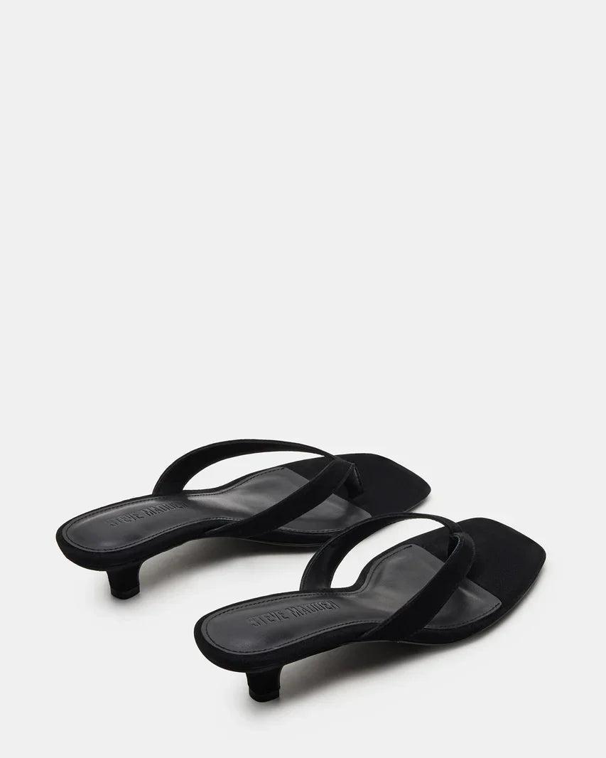 Steve Madden | Tracie Black Suede Thong Strap Kitten Heels Product Image