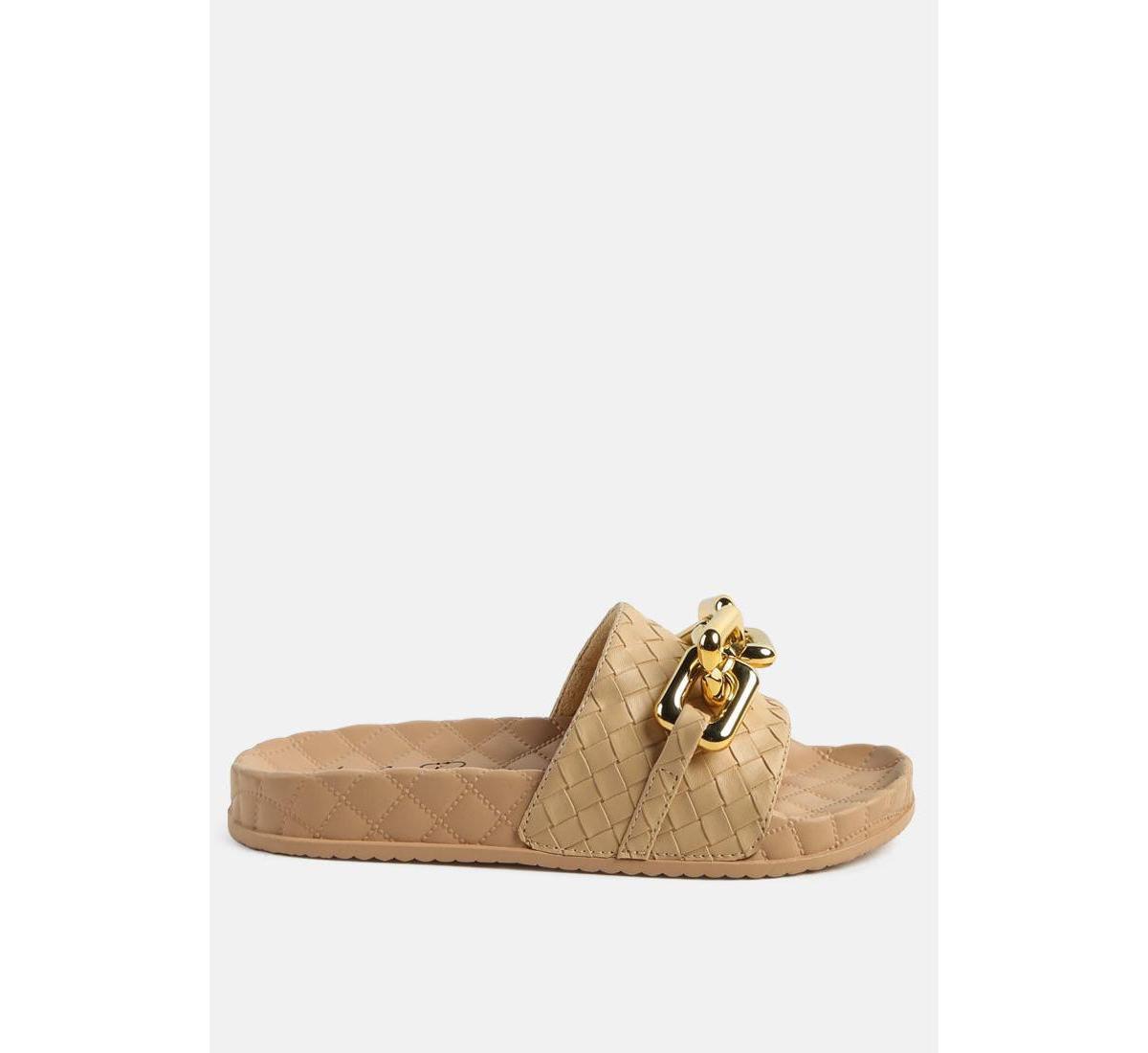 London Rag Women's Miami Shot Bling Chain Strap Slide Sandals, Size: 8, Pink Product Image