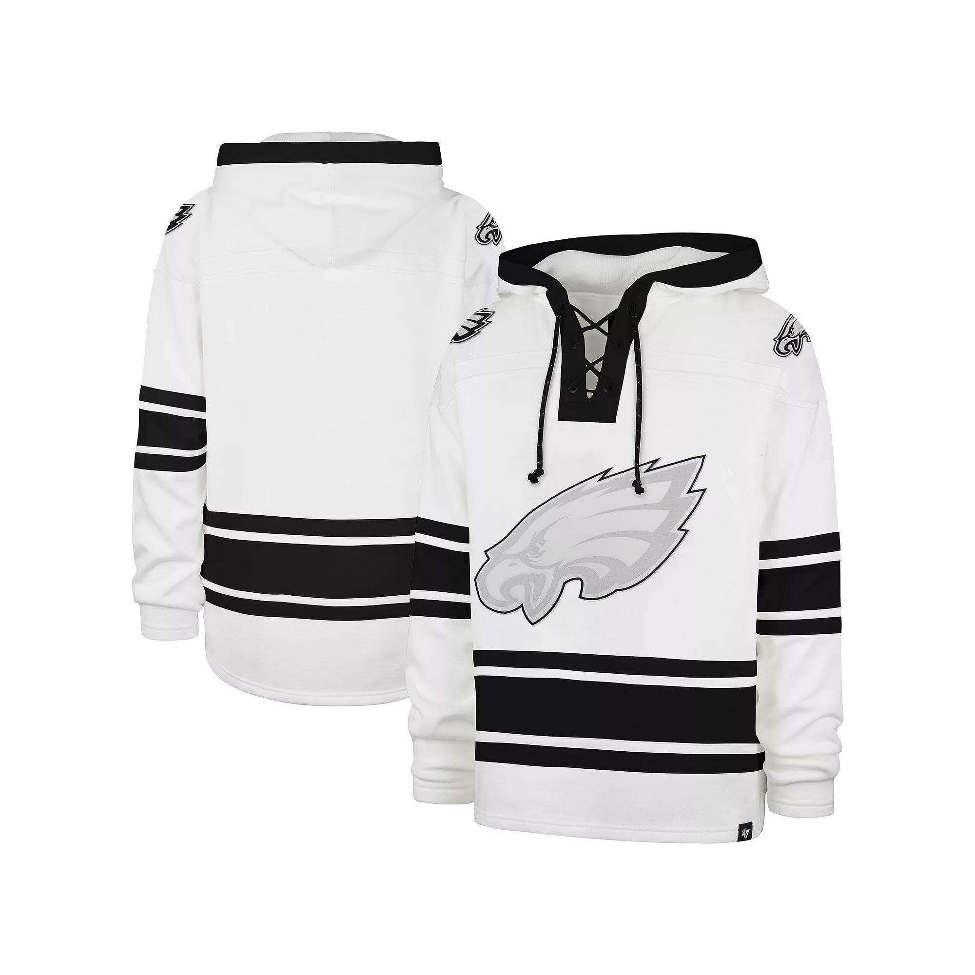 Men's '47  White Philadelphia Eagles After Image Superior Lacer with Hood, Size: Large Product Image