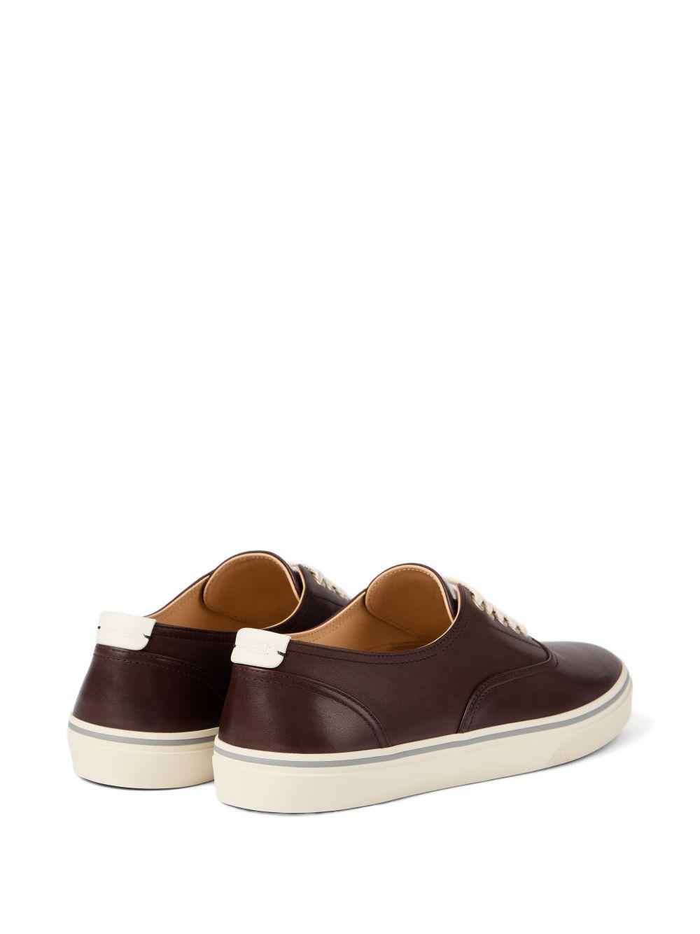 leather lace-up sneakers Product Image