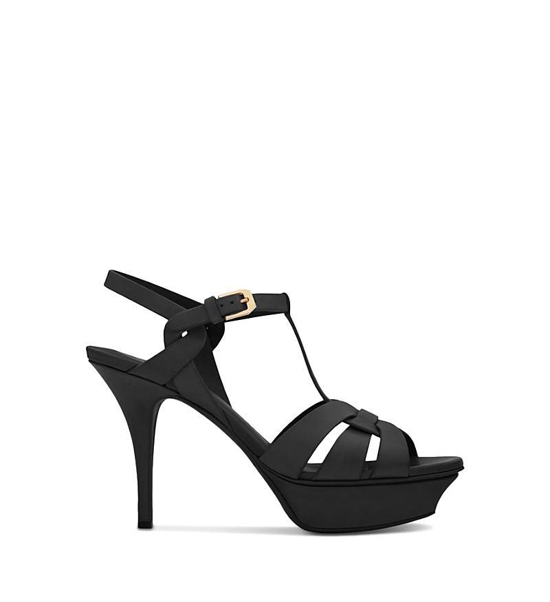 Saint Laurent Womens Tribute Platform Sandals in Smooth Leather Product Image