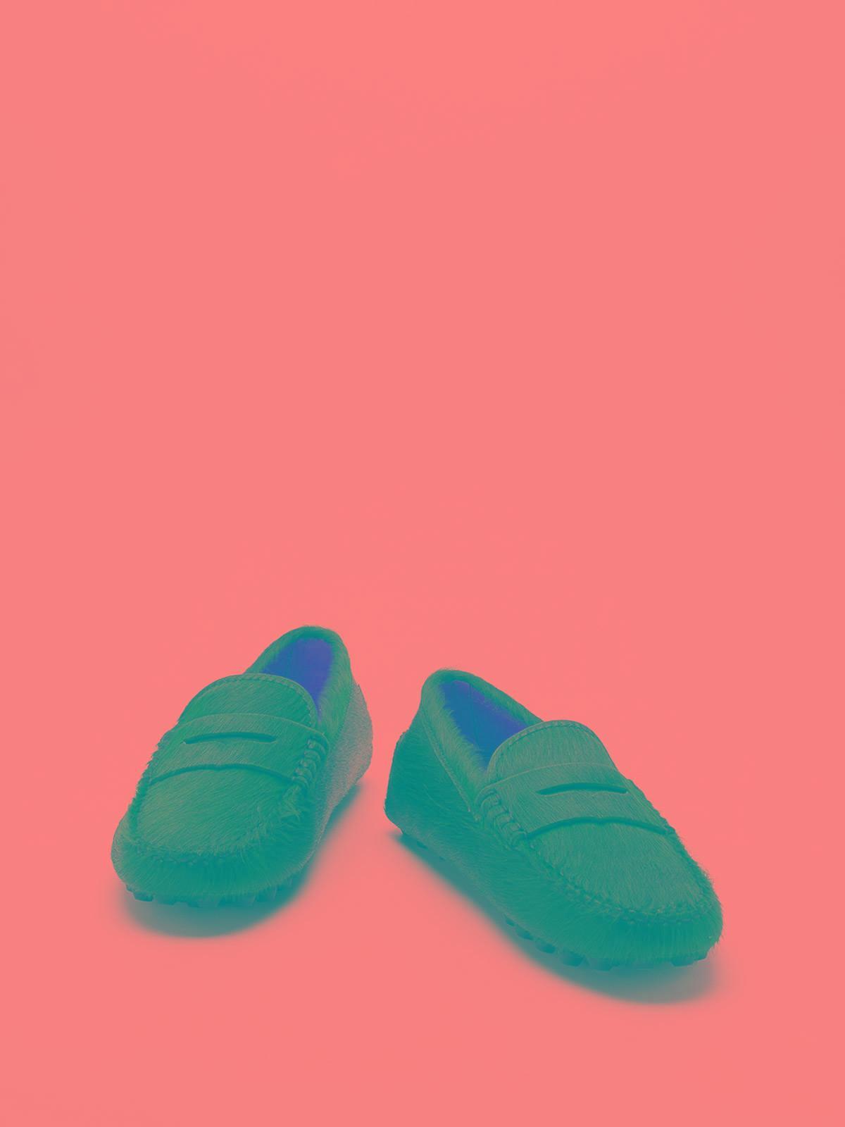 TOD'S Gommino Calf-hair Loafers In Blue Product Image