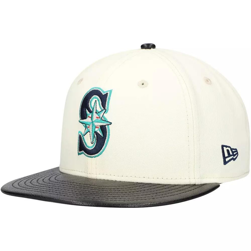 Men's New Era Cream Seattle Mariners Game Night Leather Visor 59FIFTY Fitted Hat, Size: 7 3/8, Beige Product Image