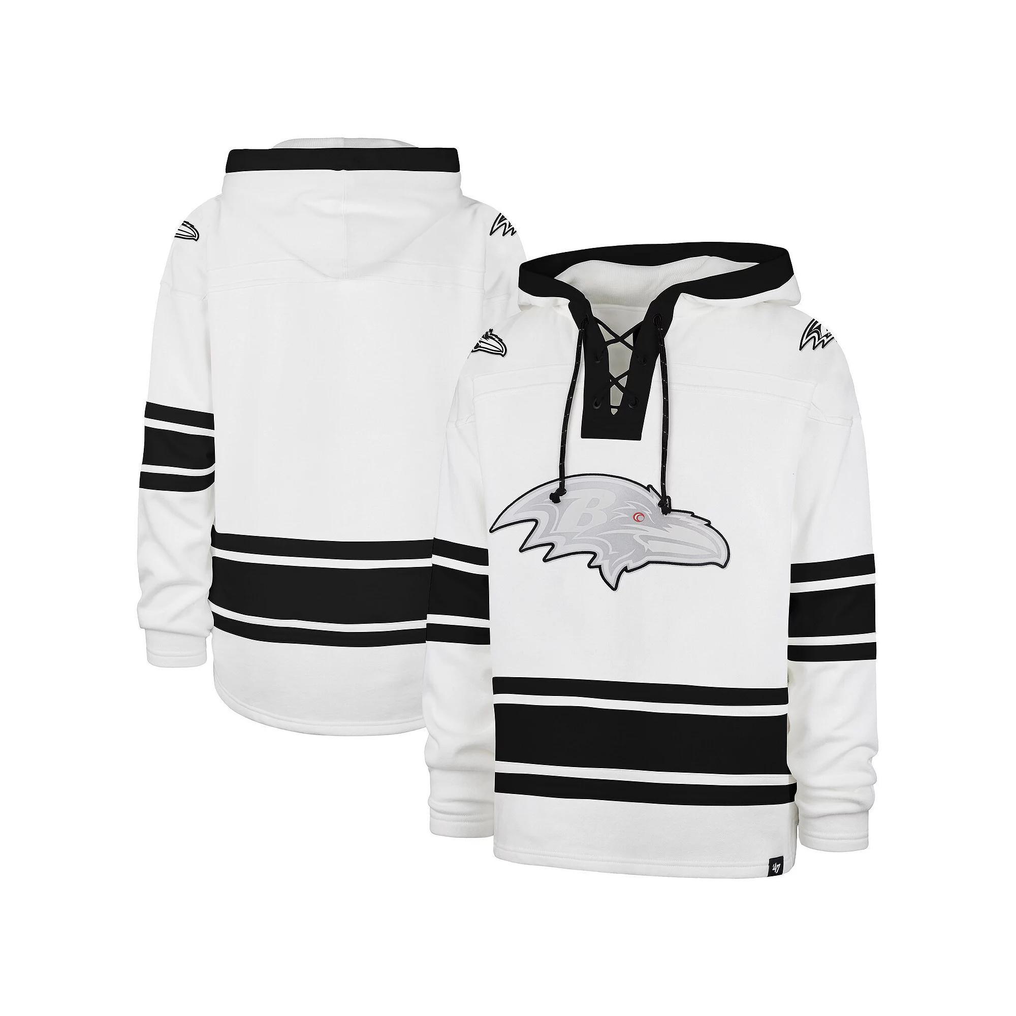 Men's '47 White Baltimore Ravens After Image Superior Lacer Pullover Hoodie, Size: XL Product Image