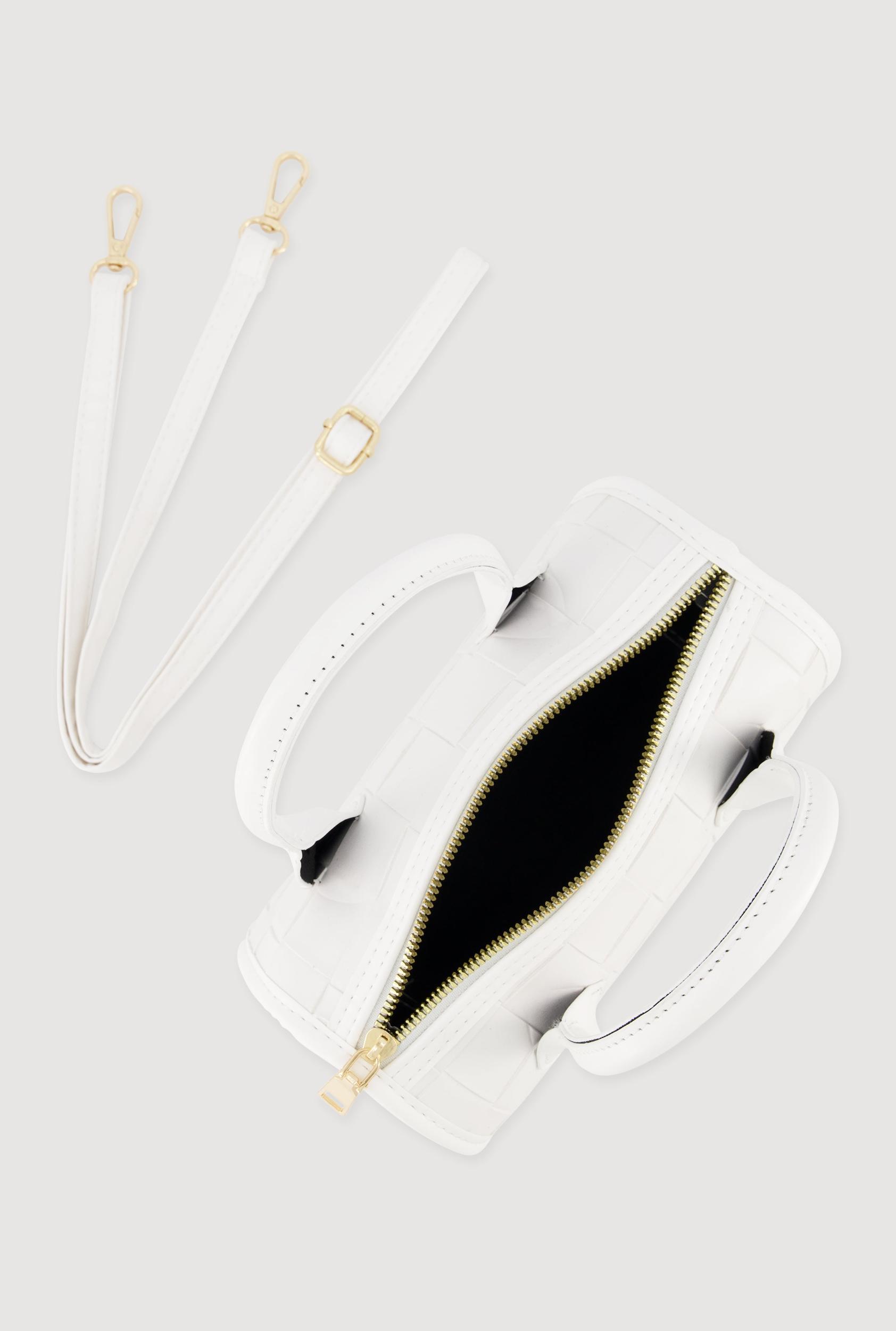 Metallic Faux Leather Crossbody Bag with Removable Strap Unisex Product Image