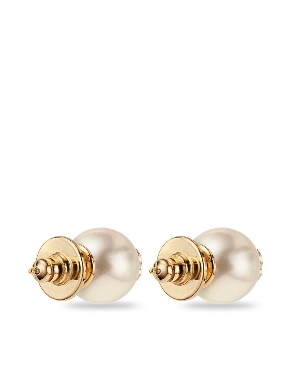 JIMMY CHOO Gold-finish Metal Jc Pearl Stud Earrings Accessories In White Product Image
