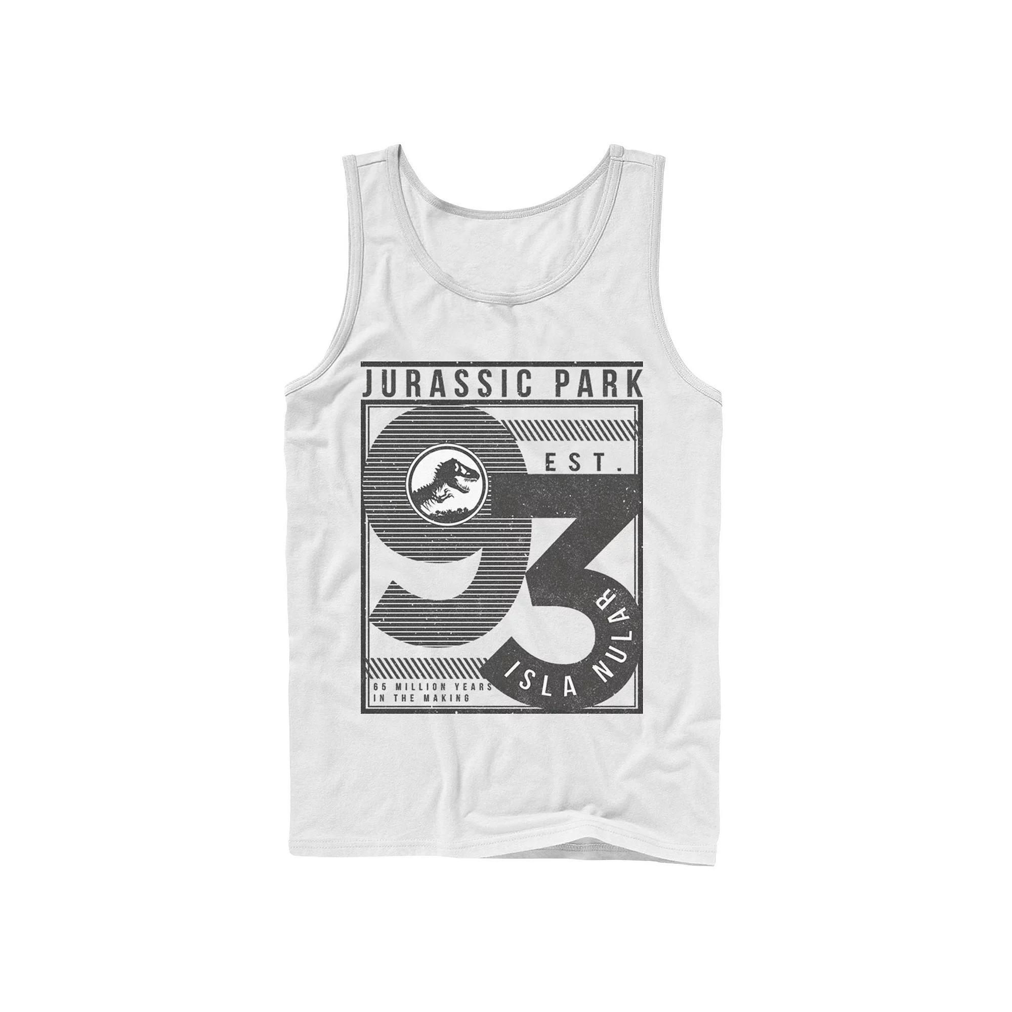 Men's Jurassic Park Est. 93 Isla Nublar Poster Tank Top, Size: Large, Athletic Grey Product Image