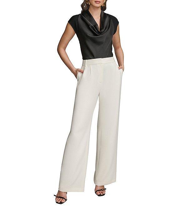Donna Karan Pleated High Rise Wide Leg Pants Product Image