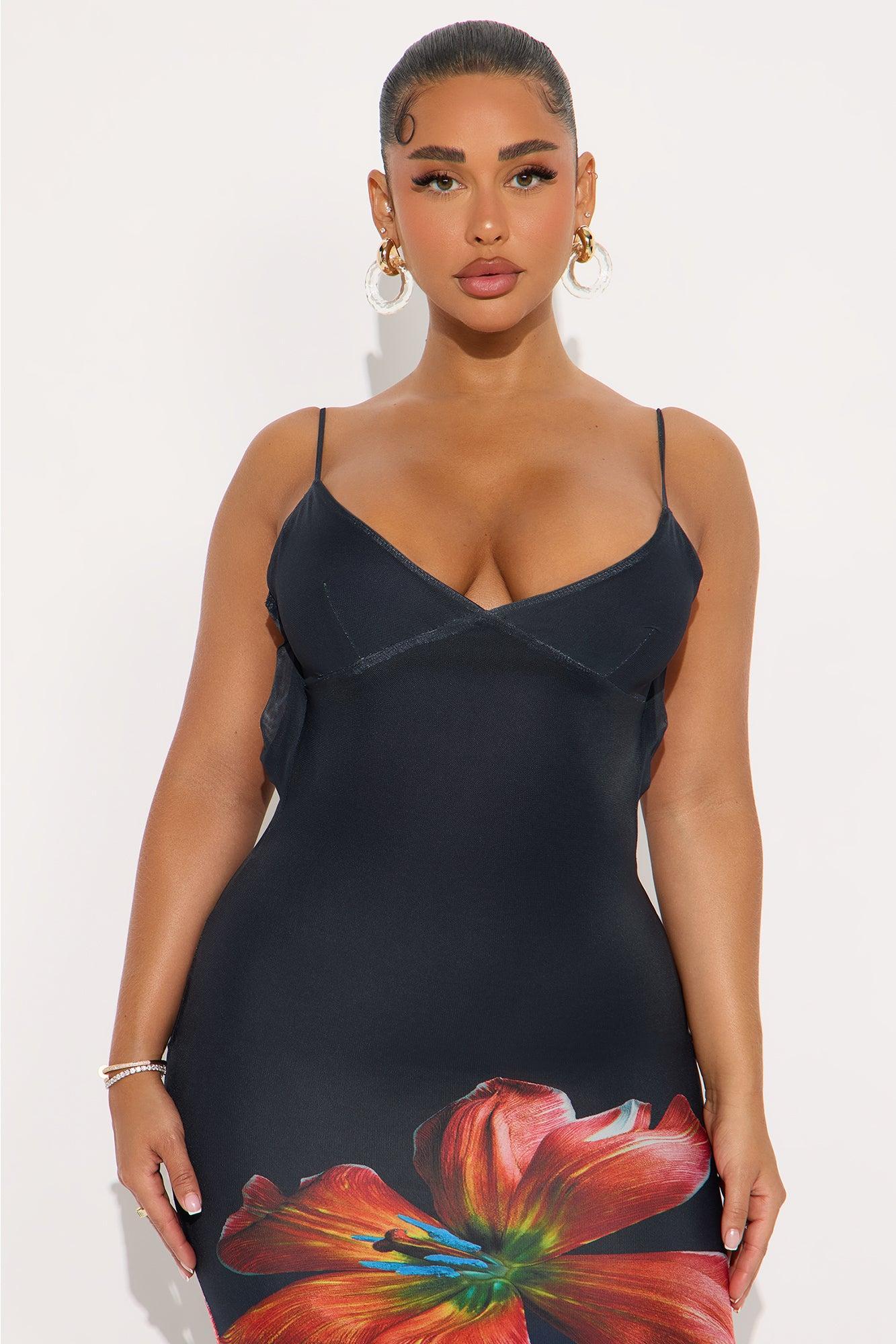 Melanie Floral Mesh Maxi Dress - Black/combo Product Image