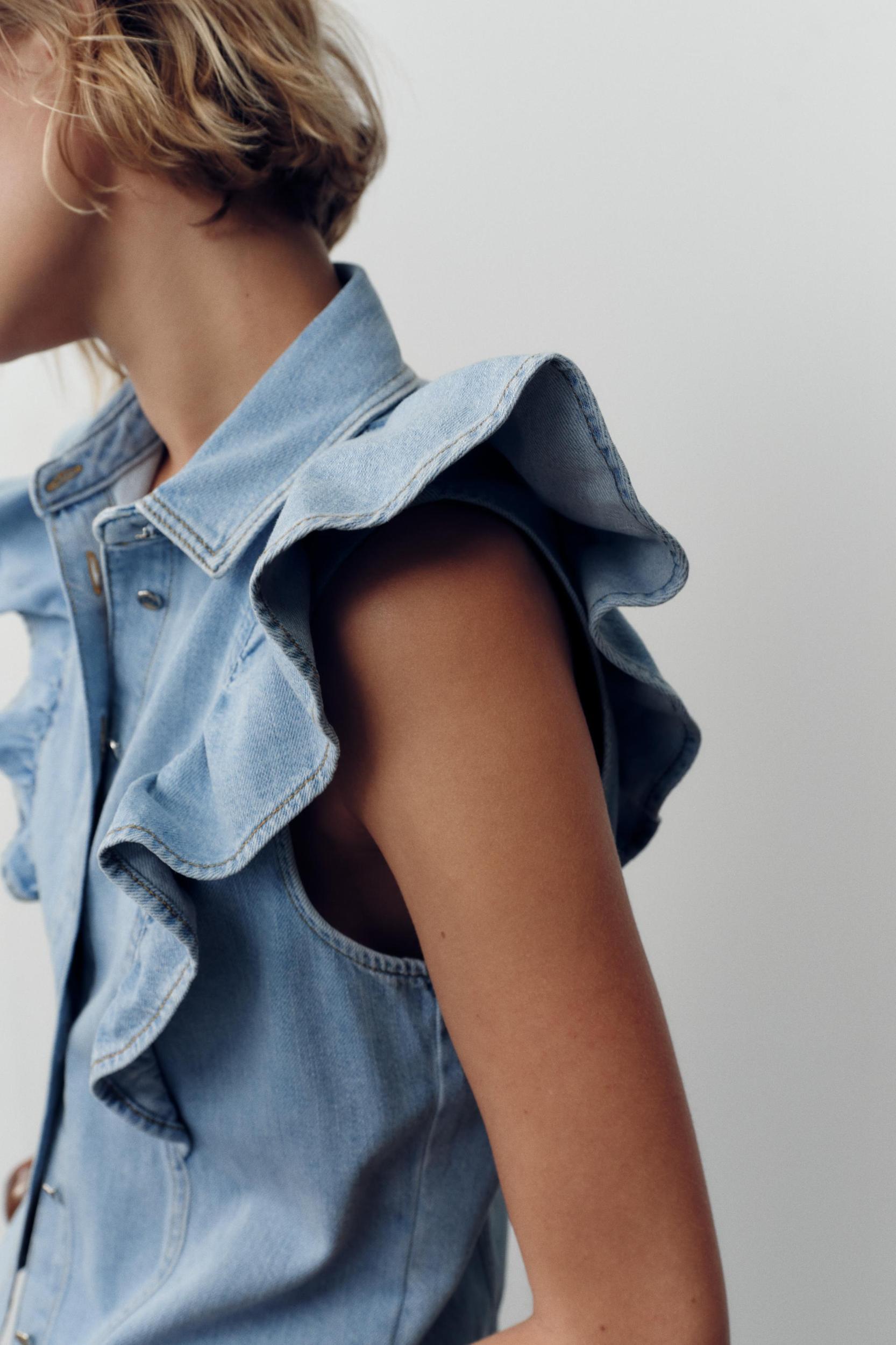 Z1975 DENIM RUFFLE SHIRT Product Image