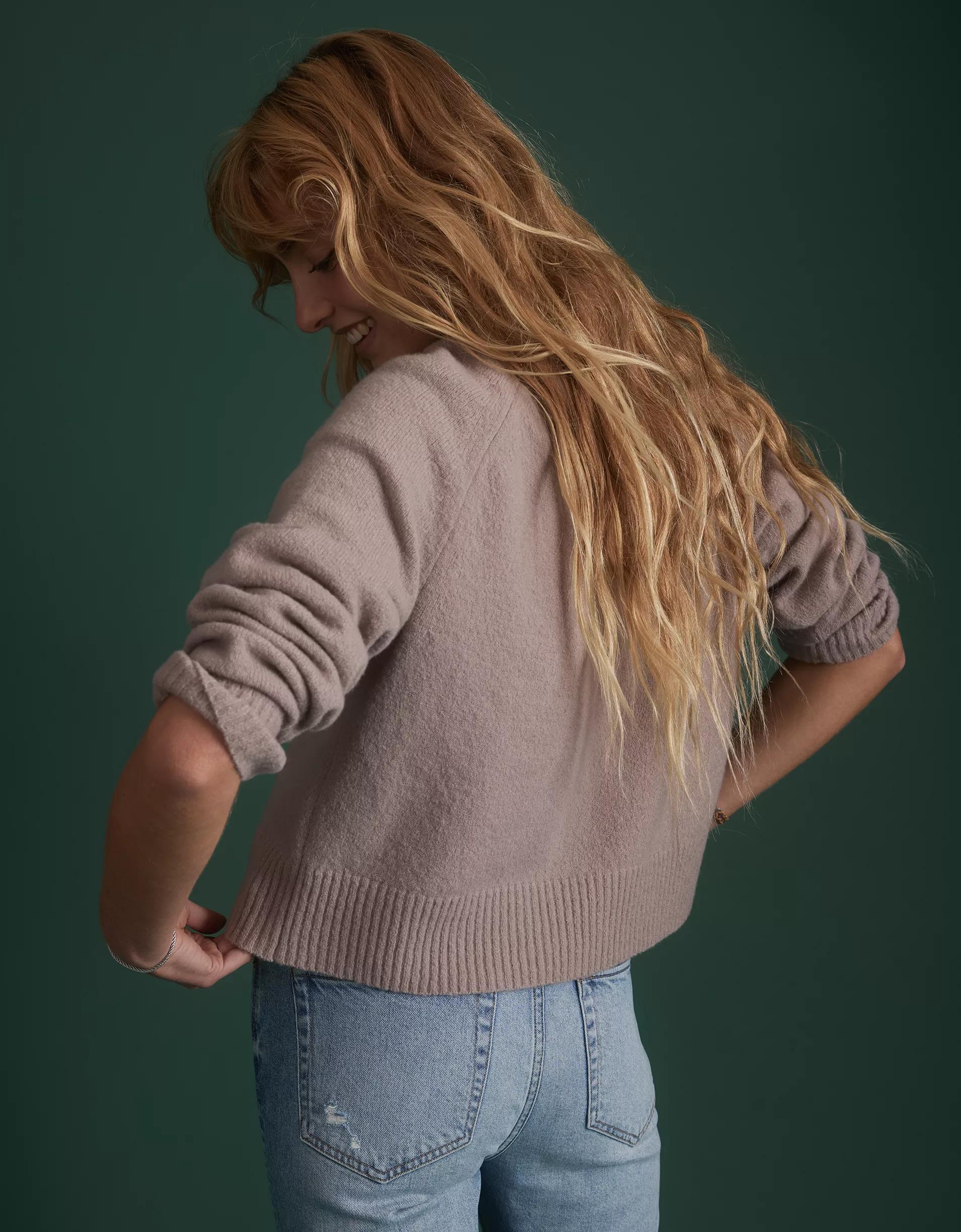AE77 Premium Oversized Cropped Cashmere Sweater Product Image