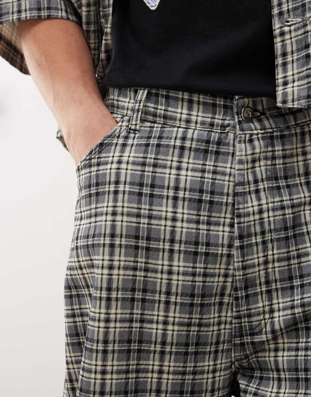 COLLUSION X002 baggy jeans in black and white check - part of a set Product Image