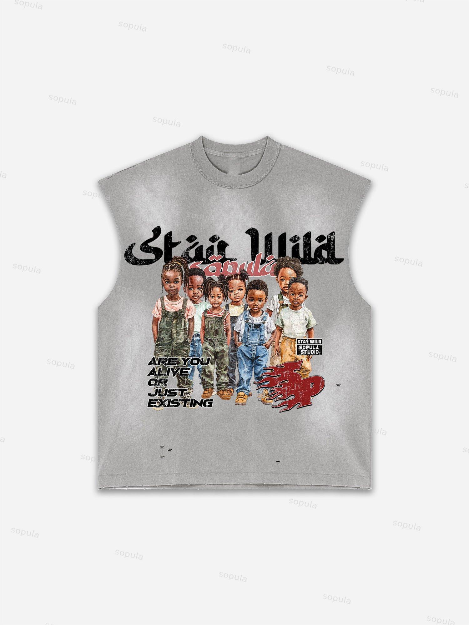 Western Eagle Graphic Men's Washed Tank Top Sleeveless Shirts Product Image